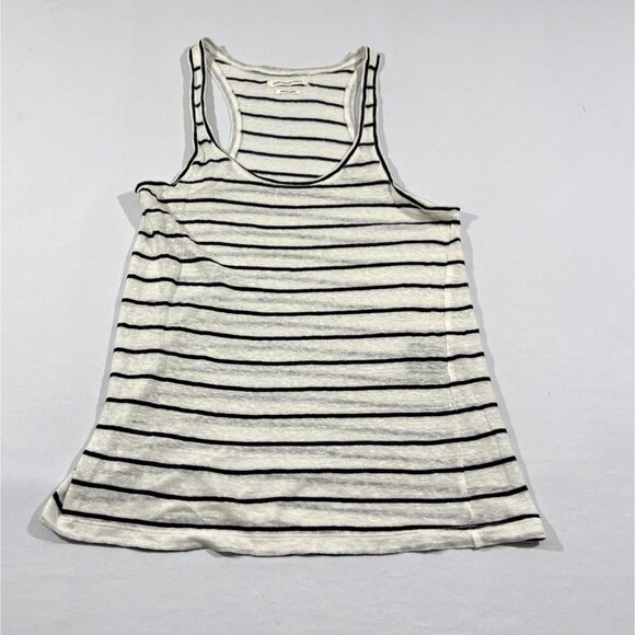 Isabel Marant Etoile Womens White Stripe Linen Blend Minimalist Tank Top Sz S - Picture 1 of 8